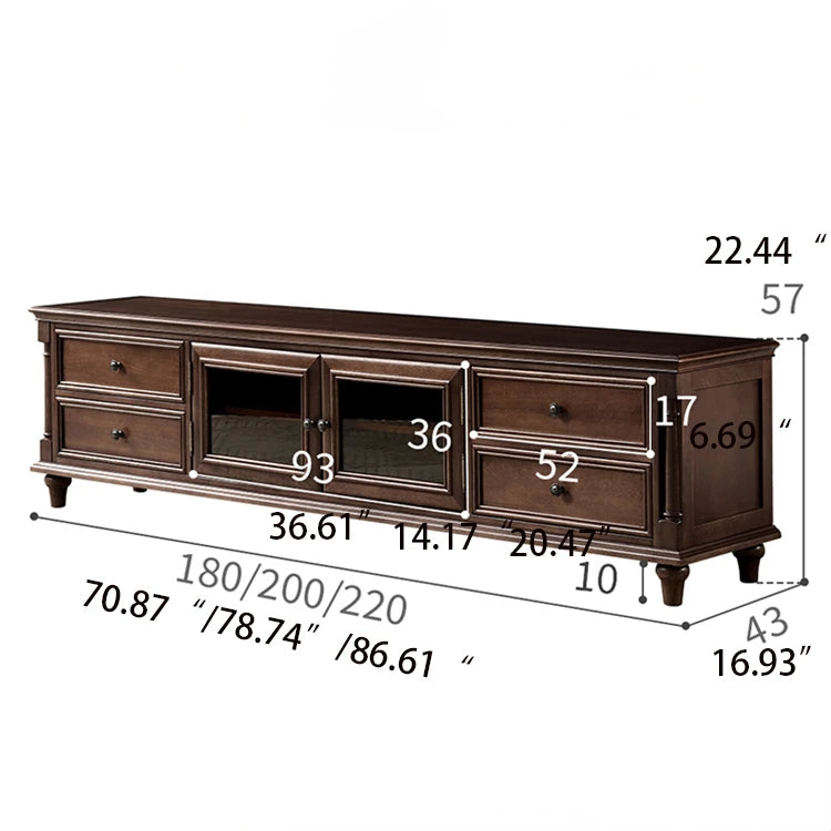 Luxurious Solid Wood TV Cabinet with Tempered Glass Doors - Elegant Living Room Centerpiece hyjyj-4262