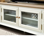 Luxurious Solid Wood TV Cabinet with Tempered Glass Accents - Elegance for Modern Living Rooms hyjyj-4263