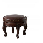 Luxury Solid Wood & PU Leather Stool - Elegance for Your Living Space hyjyj-4269