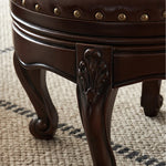 Luxury Solid Wood & PU Leather Stool - Elegance for Your Living Space hyjyj-4269