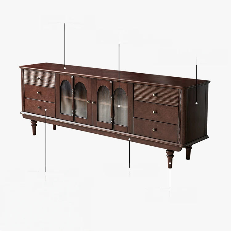 Elegant Solid Wood TV Cabinet with Glass Doors - Stylish Living Room Storage Solution hyjyj-4278