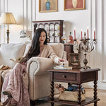 Solid Wood Tea Table with Drawer - Elegant and Functional Design for Any Living Space hyjyj-4281