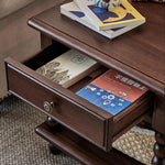 Solid Wood Tea Table with Drawer - Elegant and Functional Design for Any Living Space hyjyj-4281