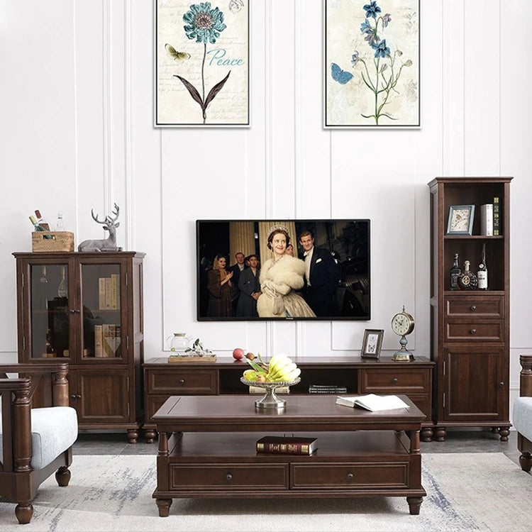 Elegant Solid Wood & Tempered Glass Cabinet for Stylish Living Rooms hyjyj-4289