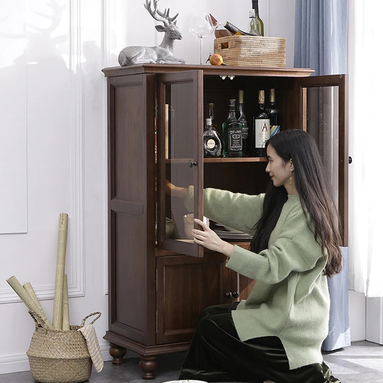 Elegant Solid Wood & Tempered Glass Cabinet for Stylish Living Rooms hyjyj-4289