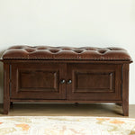 Elegant Solid Wood Cowhide Leather Stool – Perfect for Sophisticated Interiors hyjyj-4293