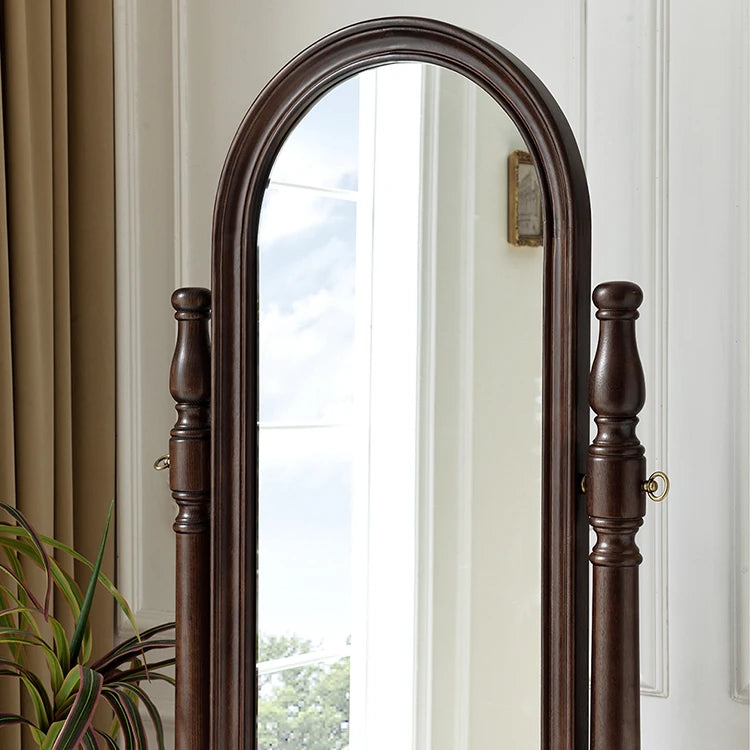 Elegant Solid Wood Mirror with Glass Frame - Perfect for Classic Interiors hyjyj-4295