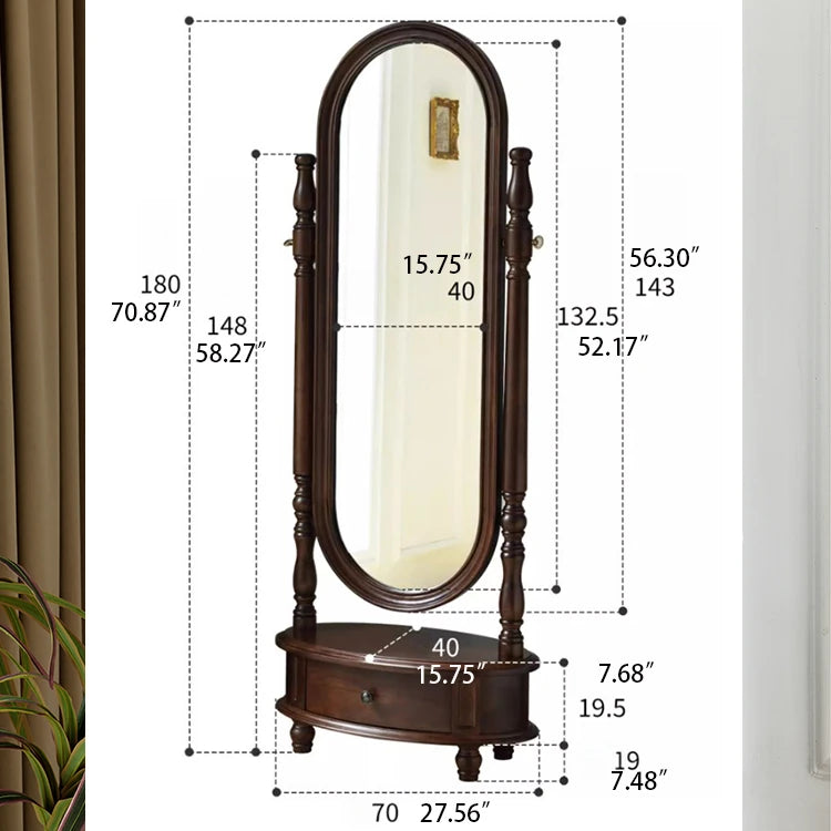 Elegant Solid Wood Mirror with Glass Frame - Perfect for Classic Interiors hyjyj-4295