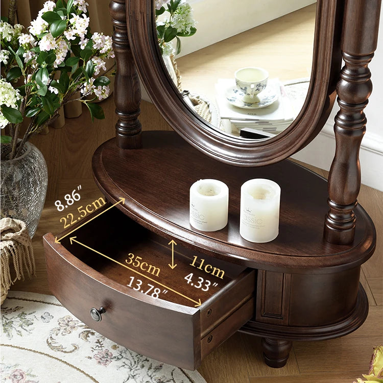 Elegant Solid Wood Mirror with Glass Frame - Perfect for Classic Interiors hyjyj-4295