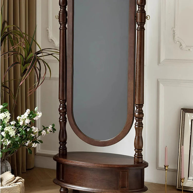 Elegant Solid Wood Mirror with Glass Frame - Perfect for Classic Interiors hyjyj-4295