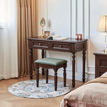 Modern Cherry Wood & Metal Makeup Table with Ceramic Top – Heat, Scratch, and Water Resistant, Rounded Corners for Safety hyjyj-4298