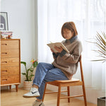 Elegant Natural Wood Chair in Brown - Oak, Cherry, and Black Walnut Options hykmq-740