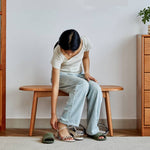 Elegant Multitone Wooden Stool with Cotton/Linen Seat – Grey, Brown, Cherry, Black Walnut hykmq-741