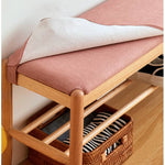 Handcrafted Green Stool in Natural Wood with Cotton Linen Upholstery - Multiple Color Options Available hykmq-744