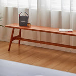 Elegant Grey Brown Stool with Natural Wood Legs in Black Walnut and Cherry Wood, Upholstered in Cotton-Linen Blend hykmq-746