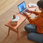 Elegant Grey Brown Stool with Natural Wood Legs in Black Walnut and Cherry Wood, Upholstered in Cotton-Linen Blend hykmq-746