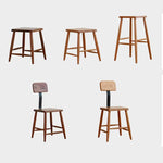 Premium Wooden Stool - Natural Brown Cherry & Black Walnut Finish hykmq-747