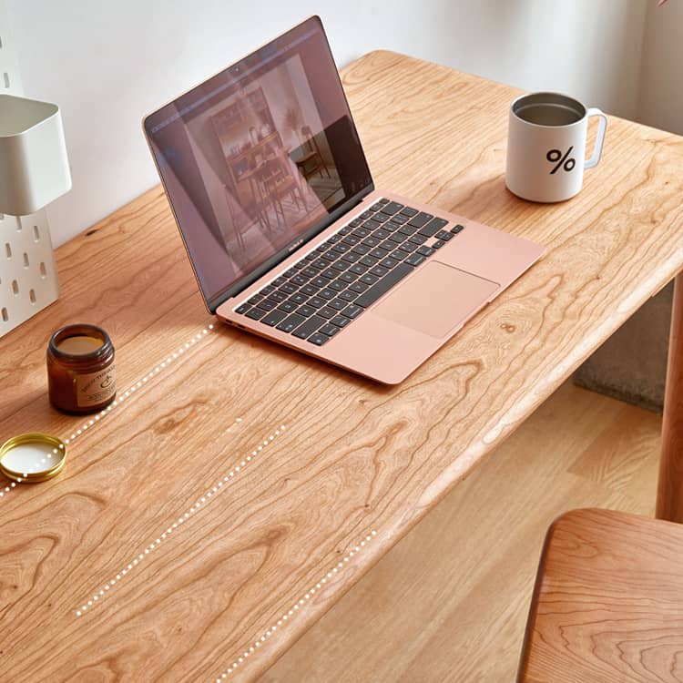 Elegant Cherry Wood and Natural Plywood Table with Copper Accents hykmq-750