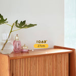 Elegant Cherry Wood Makeup Table with Copper Accents & Glass Top hykmq-752