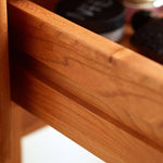 Elegant Cherry Wood Makeup Table with Copper Accents & Glass Top hykmq-752