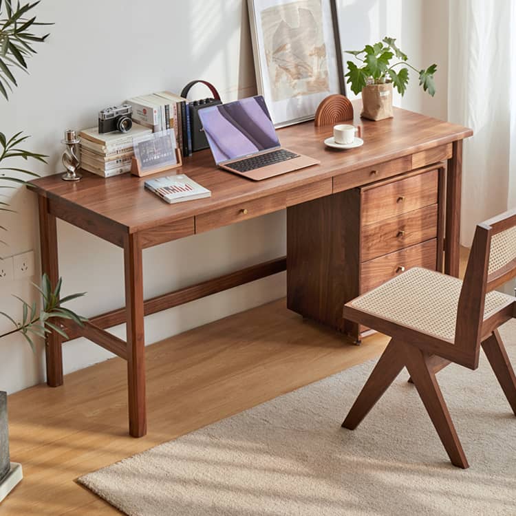 Elegant Brown Natural Wood Table - Black Walnut & Cherry Wood Finish hykmq-753