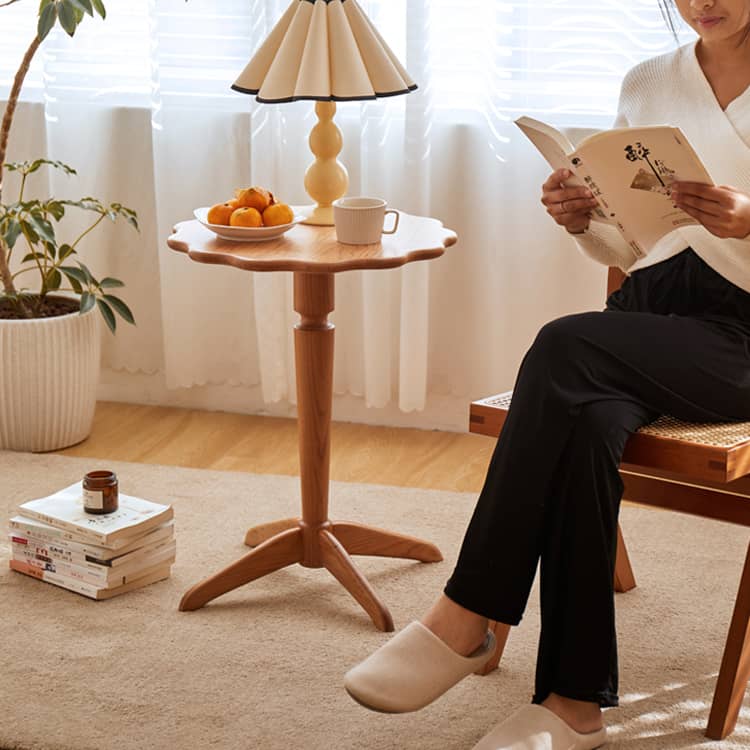 Elegant Cherry Wood Tea Table | Natural Finish for Sophisticated Spaces hykmq-756