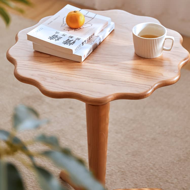 Elegant Cherry Wood Tea Table | Natural Finish for Sophisticated Spaces hykmq-756