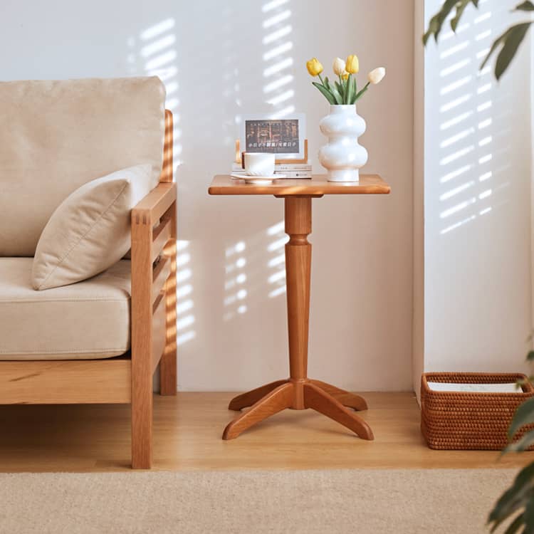 Elegant Cherry Wood Tea Table | Natural Finish for Sophisticated Spaces hykmq-756