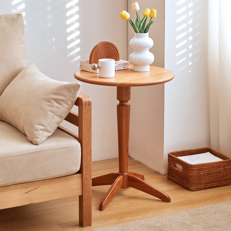 Elegant Cherry Wood Tea Table | Natural Finish for Sophisticated Spaces hykmq-756