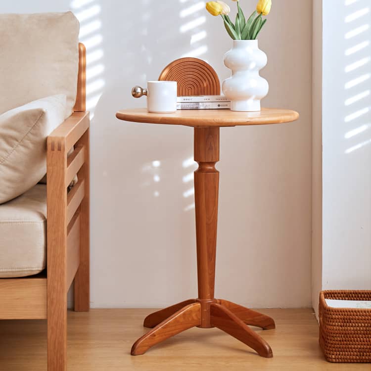 Elegant Cherry Wood Tea Table | Natural Finish for Sophisticated Spaces hykmq-756