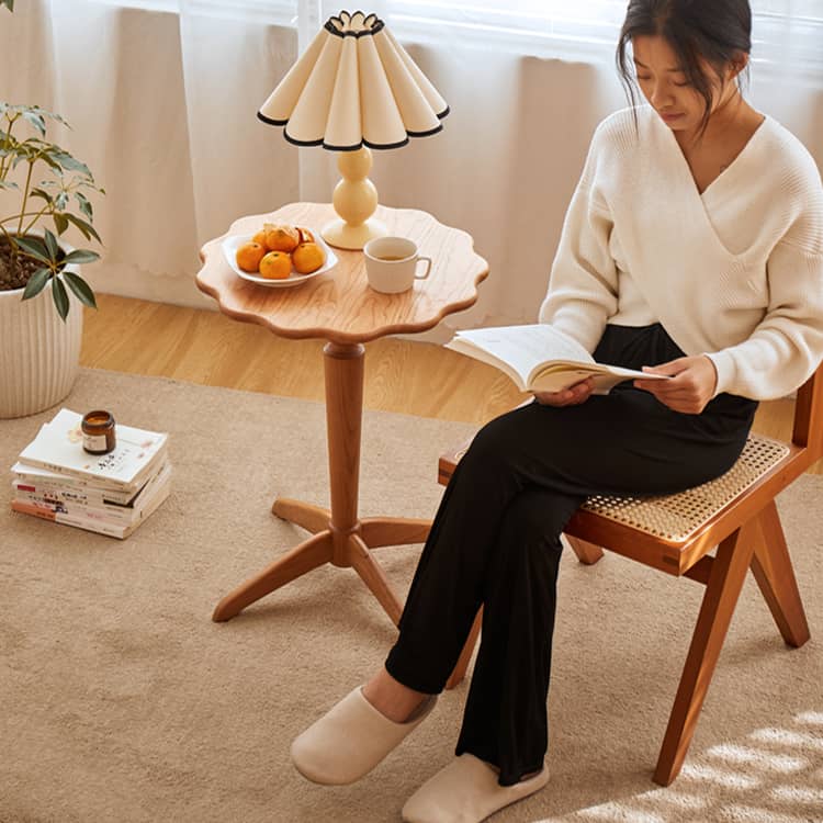 Elegant Cherry Wood Tea Table | Natural Finish for Sophisticated Spaces hykmq-756