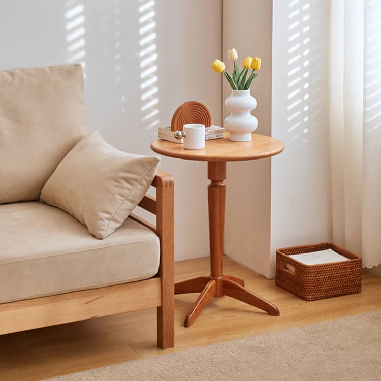 Elegant Cherry Wood Tea Table | Natural Finish for Sophisticated Spaces hykmq-756