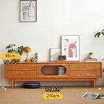 Cherry Wood TV Cabinet with Copper Hardware and Glass Doors hykmq-757