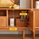 Elegant TV Cabinet in Natural Wood, Gold & Black Cherry with Aluminum Accents hykmq-758