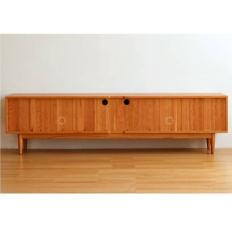 Elegant TV Cabinet in Natural Wood, Gold & Black Cherry with Aluminum Accents hykmq-758