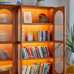 Stunning Cherry Wood & Black Cabinet with Glass and Metal Accents - Perfect for Modern Interiors hykmq-761