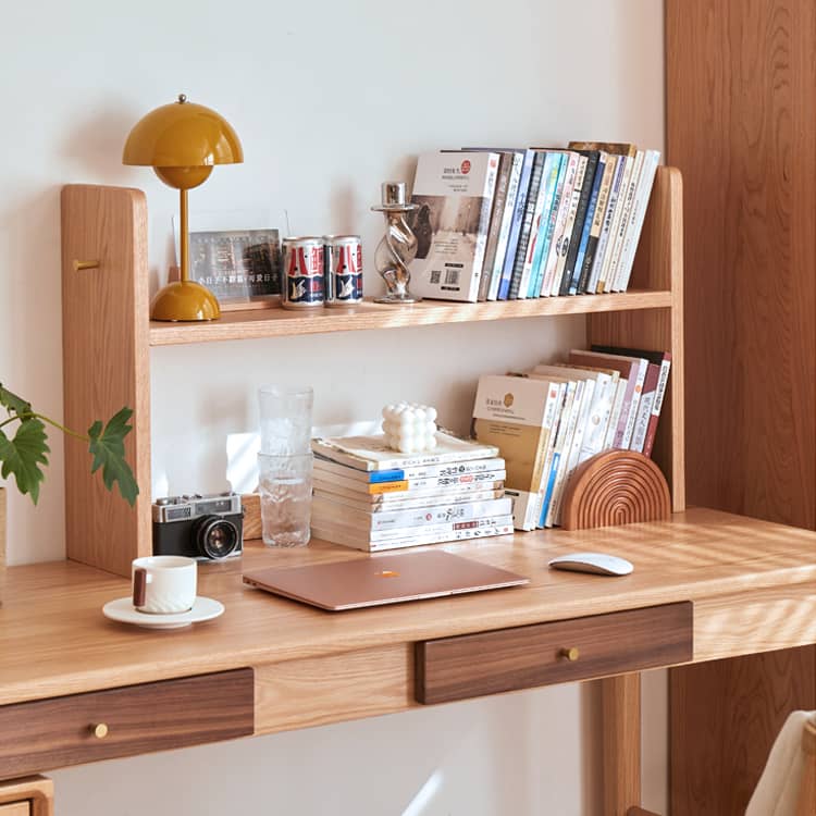 Elegant Red Oak Storage Rack with Copper Accents - Perfect for Any Space hykmq-763