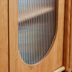 Elegant Cherry Wood & Plywood Cabinet with Copper Accents and Glass Doors hykmq-767