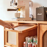 Elegant Cherry Wood Cabinet with Glass Doors and Copper Accents - Natural Finish hykmq-768