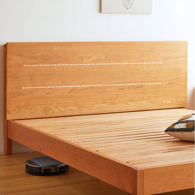 Luxury Natural Wood Bed in Rich Cherry and Beech Finish – Elegant and Durable Design hykmq-772