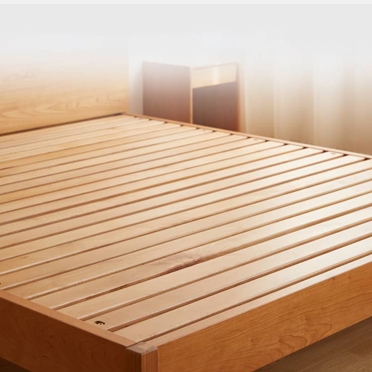 Luxury Natural Wood Bed in Rich Cherry and Beech Finish – Elegant and Durable Design hykmq-772