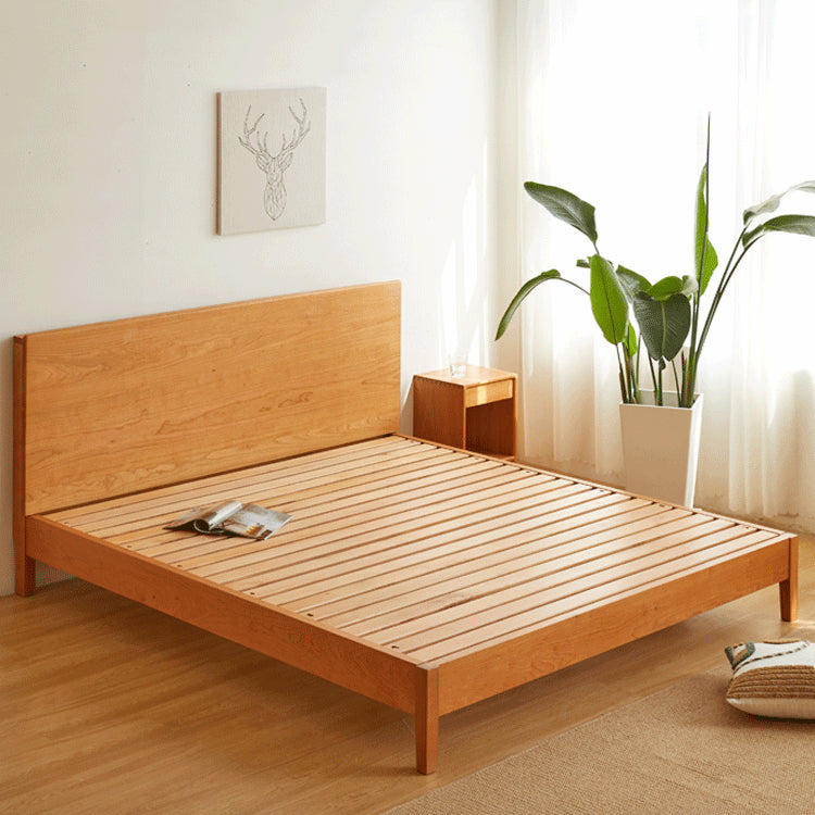 Luxury Natural Wood Bed in Rich Cherry and Beech Finish – Elegant and Durable Design hykmq-772