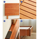 Stunning Cherry Wood Bed Frame - Natural Wood Finish for Elegant Bedroom Decor hykmq-773