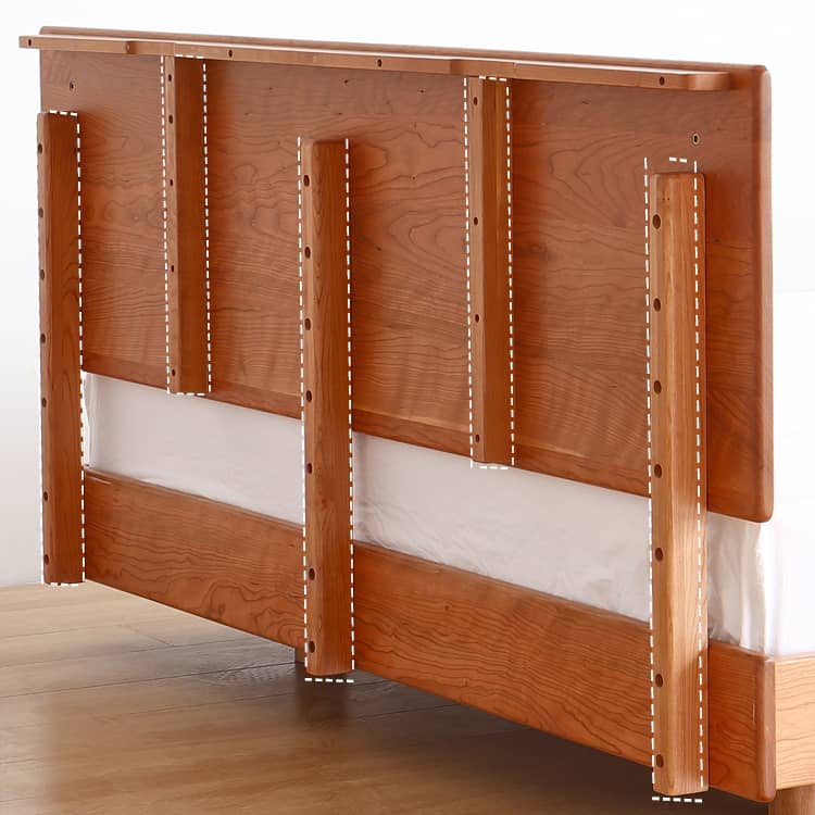 Stunning Cherry Wood Bed Frame - Natural Wood Finish for Elegant Bedroom Decor hykmq-773