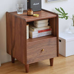 Elegant Brown Black Walnut Bedside Cupboard with Copper Accents - Stylish Storage Solution hykmq-778