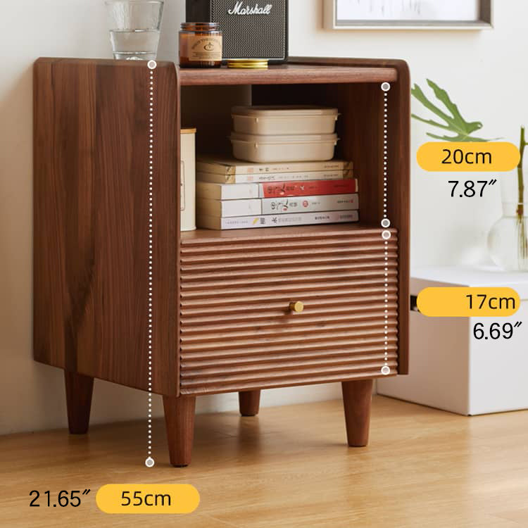 Elegant Brown Black Walnut Bedside Cupboard with Copper Accents - Stylish Storage Solution hykmq-778