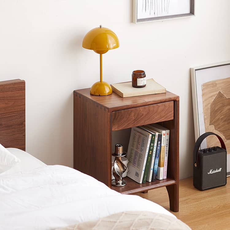 Premium Bedside Cupboard in Elegant Brown Black Walnut Finish hykmq-779