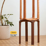 Elegant Natural Wood Stool - Rich Brown Cherry & Black Walnut Finish hykmq-780