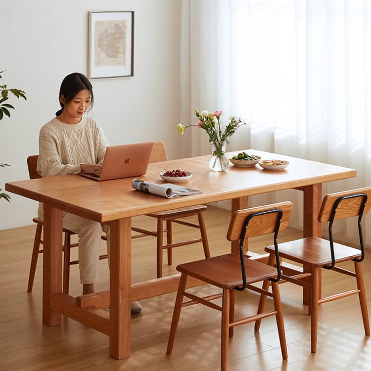 Elegant Natural Cherry Wood Table - Perfect for Sophisticated Interiors hykmq-786