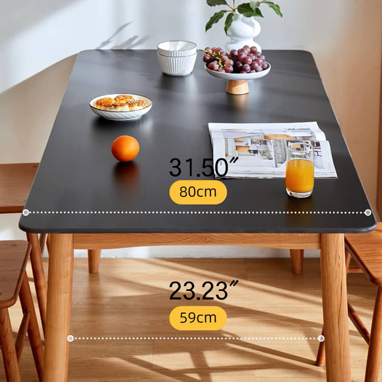 Elegant Black and Natural Wood Table with White Marble, Cherry Wood, and Red Oak Options hykmq-787